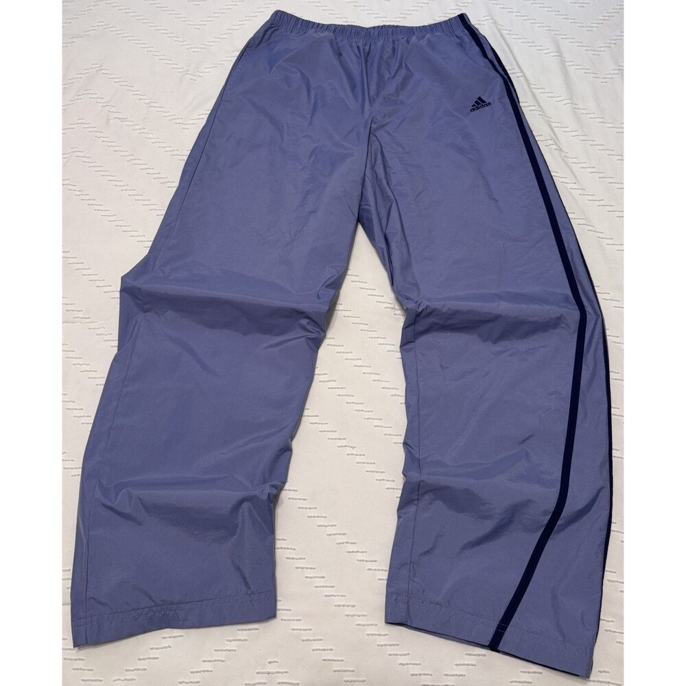 Y2K Adidas Track Pants Men's M Purple Blue Stripe Baggy Sweatpants 2002 Vintage